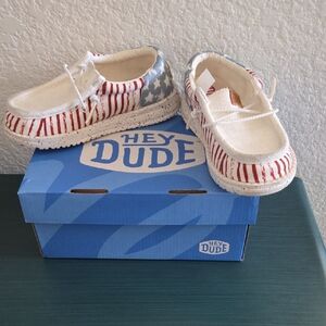 Hey Dude Kids Americana Slip-On Moccasins in Red, White & Blue